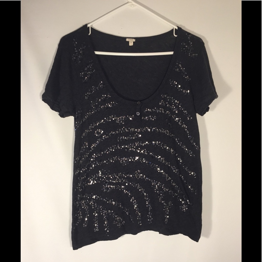 J Crew Charcoal Gray Top With Sequins - Picture 2 of 6